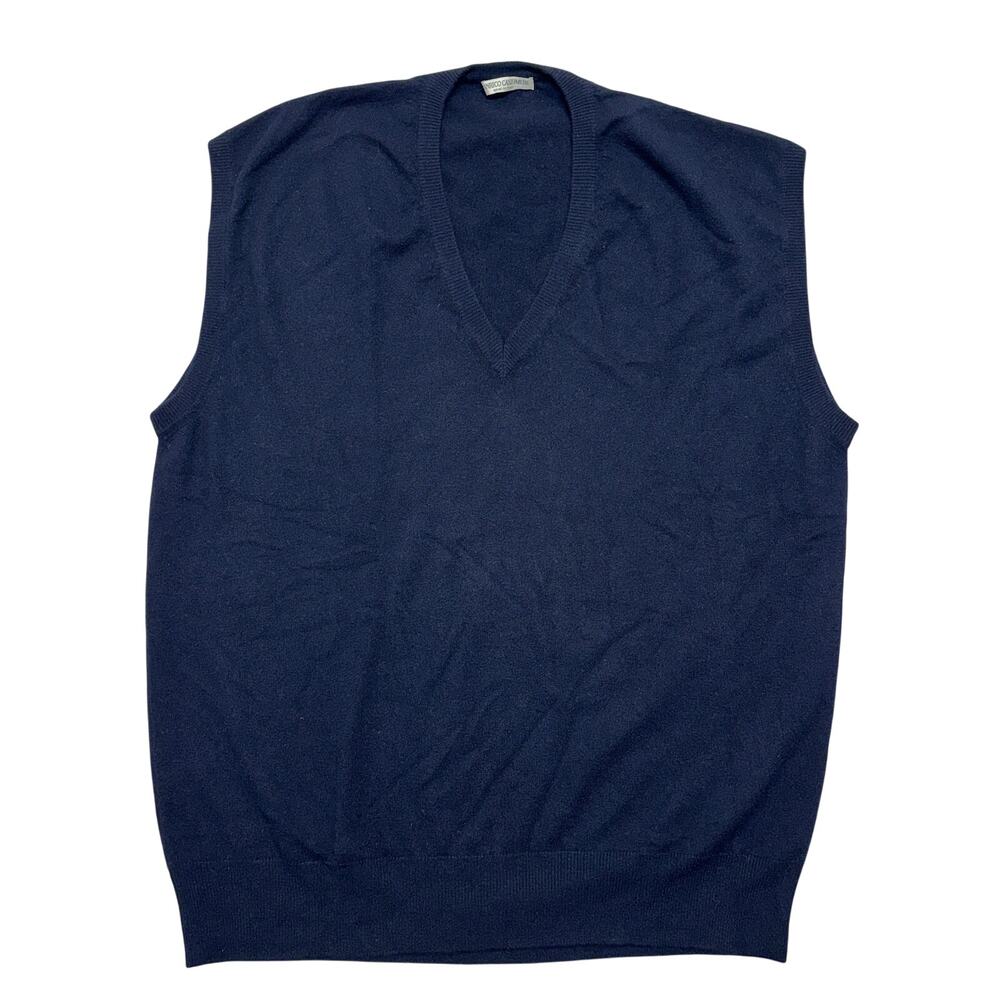 Vintage Manrico Cashmere Sweater Vest 60 2XL Mens Blue V-Neck Made in Italy